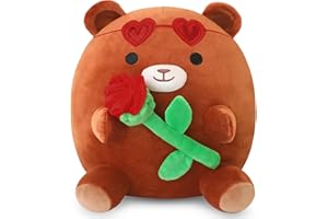 Xfrog Bear Stuffed Animal Bear Plush with Red Rose Soft Plush Toy Valentine's Day Birthday Gifts for Girlfriend Boyfriend 25 cm
