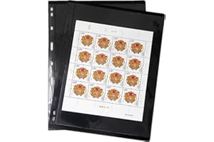 MUROAD Lot de 10 feuilles de timbres pour classeur à timbres, 1 feuille pour collectionneurs, lot professionnel (1 rangée)