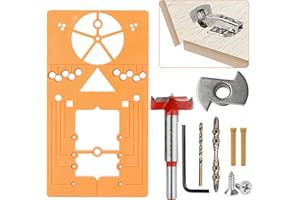 QUKLOGEN Dima per Fori a Tasca 35mm, Strumento Foratura per Cerniera a Scomparsa Porta, Set di Guide per Cerniera Trapano Nascosta a Tazza Serie, Punta Trapano Foro Cieco Cerniera
