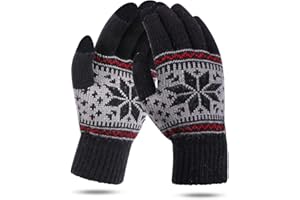 KQueenStar Direct Touch Screen Gloves Women - Ladies Winter Thermal Gloves Knitted Warm Snow Gloves for Women Ladies Outdoor Phone Running Texting