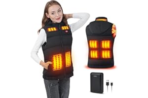 Rrtizan Gilet Chauffant Homme et Femme avec Batterie, Gilet électrique USB à capuche avec 9 Feuilles de Fhaleur, Veste Thermique Chauffante en Polaire sans Manches, Chauffe-corps Chauffant Lavable,806