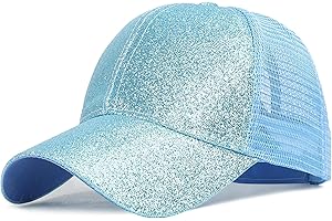 WULIQIUQIU Baseball Cap for Girls Rainbow Gradient Mesh Hat Criss Cross Ponytail Baseball Caps Sun Hats