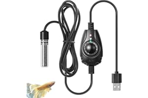 FEDOUR USB Mini Aquarium Heizung 10W Aquarium Heizstab, Aquarium Heizstab mit externem Temperaturregler, Tauchbare kleine Aquarienheizung für 1-10L Aquarium, Fischschalen, Nano Aquarium, Betta