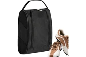 HIGYEE Golfschuhtasche, Transporttasche für Schuhe, Transporttaschen für Schuhe mit Reißverschluss mit Belüftung, atmungsaktive Sportschuhe mit Reißverschluss , Schwarz, 1