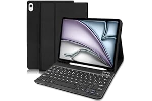 COEZFE Funda con Teclado para iPad Air 11 M2 2024/ M3 2025, Español Ñ Bluetooth Magnético Desmontable, Funda Teclado para iPad Air 11 Pulgadas M3 2025/ M2 2024/ 6th/5th/ 4th Gen, Negro