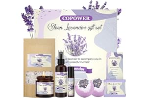 ‎COPOWER Badeset Frauen Geschenk, COPOWER Wellness Set für Frauen 8tlg Geschenkset Frauen, Lavendel Schlafspray, Badesalz, Seife, Badekugeln, Kerze & mehr, Geburtstagsgeschenk, Weihnachtsgeschenke