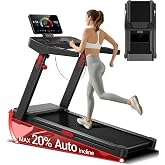 LONTEK Folding Treadmill with Incline, 1-14 KM/H, 180 kg | 3.0 HP Treadmill LED Display, Electric Treadmill for Home with Hea