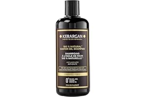 Kerargan - Shampoing Anti-Chute à l'Huile de Ricin - Fortifie & Favorise la Croissance - Cheveux Secs et Cassants - Enrichi en Kératine, Huile d'Argan, Aloe Vera - Sans sulfate, OGM, silicone - 500ml