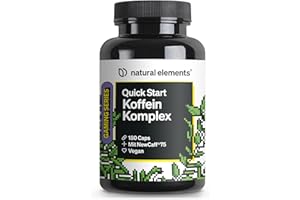 ‎NATURAL ELEMENTS natural elements Quick Start mit Koffein (NewCaff®75) – 180 Kapseln – 6 Monate Reichweite – vegan, hochdosiert – in Deutschland produziert & laborgeprüft