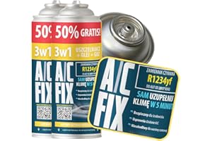 A/C FIX 3in1 R1234yf Kältemittel Ersatzgas - Kühlmittel Klima Auto mit Klima Dichtmittel und Öl - Gasflasche 2x235 g - Auto Klimaanlage Nachfüllset - Klimaanlage Wohnmobil - ECO