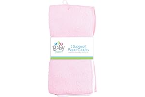 GIFTSBYNET New 3 Pack Super Soft Baby FACE Hand Cloths Bath Flannel Wash Towel Wipe Feeding (Pink & White)