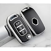 AutoHan Keys Megane 4 Joy, Clio 5, Captur, Taliant Express İ&ccedil;in 3 Butonlu Nano Anahtar Kılıfı, Siyah-G&uuml;m&uuml;ş