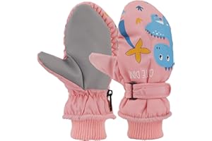 QKURT Gants de Ski Enfants, Moufles de Ski Fille Garçon Gants Chaud Hiver Moufles Coupe-Vent Respirant Snowboard pour Vélo Équitation Patinage Garçons Filles 4-9 Ans