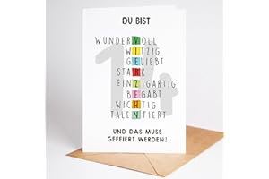 Lovely Cards - Rätselkarte bunt - 14. Geburtstag Mädchen Jungen - Geschenke Teenager - Geschenke Mädchen 14 jahre - Birthday Card A6 (14 Jahre) Geburtstagskarte Sohn Tochter Enkelin Enkel