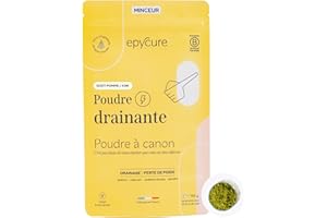 EPYCURE - Poudre Drainante - Détox, Contrôle du Poids, Coupe-Faim Naturel - 100% Naturel - Guarana, Maté Vert, Spiruline - 1 Mois - Sans Lactose, Sans Gluten - Pomme Kiwi