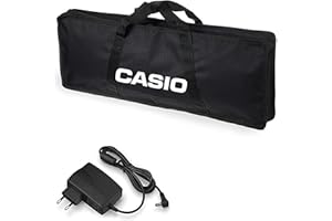 CASIO- KIT Casio SA BAG - Borsa custodia per Trasporto Tastiera (per Tastiere Casio: SA46-47 SA76-77) + Alimentatore Casio AD-E95100LG AC Adaptor, Nero