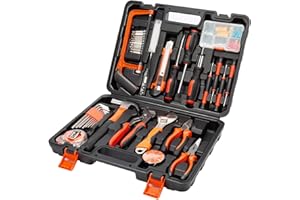 AWANFI Cassetta Attrezzi 100 Pezzi, Cassetta Attrezzi Completa, Kit Attrezzi da Lavoro Portatile, Valigetta Attrezzi Con Pinzas Martello Seghe Cacciavites Chiave, Set Attrezzi per Casa e Ufficio
