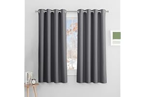 PONY DANCE Blackout Window Curtains for Bedroom - Room Darkening Thermal Privacy Curtain & Drapes for UV Protected Soundsproof Energy Saving Panels for Living Room, 2 Pcs, W 55" x L 57", Grey