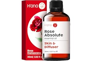 H'ana Ätherische Rosenöle für die Haut und Aromatherapie – 100% reines Rosenöl in therapeutischer Qualität für das Gesicht – Ätherisches Rosenöl für Diffusor, Haut, Gesicht, Haare und Parfüm (30 ml)