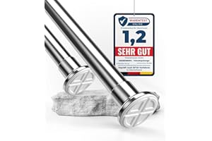 HOFACTORY MEISENGERG Bastone Tende a Pressione Estensibile 360-410 cm - Asta Telescopica per Tenda da Doccia, Montaggio Senza Foratura, Adatta per Bagni, Armadi e Cucine - Argento, Diametro 32mm, Acciaio Inox