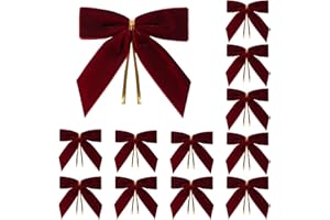 NUOGUAYI Schleifen Weihnachtsbaum, 12 Stück Weihnachtsschleifen Samt, Weihnachtsornament-Schleife, Weihnachten Dekorationen, Für Weihnachten Urlaub Hochzeit Feierlichkeiten (Wein Rot)