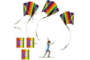 SAIIURV 3 Piezas Cometa para Niños y Niñas, Arcoíris Cometas con Cola de Colores, Cometa Fáciles de Volar para Principiantes, Cometa para Deportes al Aire Libre de Verano en Parque de la Playa