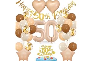wenweo Deko 50 Geburtstag Frau, Deko Set 50.ter Geburtstag Frau enthält die Notwendigen Latexballons für die Party, 50-jährige Aluminiumfolienballons und HAPPY BIRTHDAY Banner