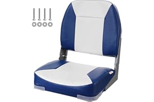 VEVOR Siège de Bateau Pliable Siège Pilote Confortable à Dossier Bas Rembourrage en Éponge Haute Densité Assis de Bateau Imperméable pour Vedette Rapide Croisières Bateau de Pêche 48,5 x 41 x 48 cm