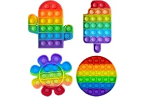 AHLMA Giochi Autismo 4 pezzi Pop Bubble Fidget Toy Set Ansia Sollievo Autismo Antistress Gioco pop it in Silicone Regali per Regalini fine Festa di Compleanno per Bambini e Adulti