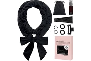 BAOLIVI Hair Curlers Overnight Long Hair, Hair Curls Without Heat, Heatless Hair Curler Band 180 Cm Soft Velvet Non-Slip, Sleep Tie With Headband Curls Band For Sleeping (Black)