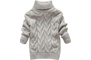 De feuilles Kids Boys Girls Turtleneck Sweater Knitted Pullover Christmas Jumpers
