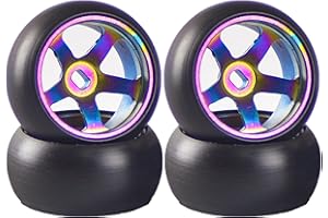 RcThjia 4Pcs Rim Wheel Drift Tire for 1/28 Wltoys K969 K989 P929 284131 Drift Rally Kyosho Mini-Z Mini-Q Mini-D, Metal Drift Rims Replacement Tyre of RC Drift Car for Wltoys 1/28