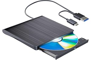 AELRSOCH Unidad externa de CD DVD USB 2.0, unidad portátil de CD DVD +/-RW, grabadora de DVD/CD ROM, transferencia de datos de alta velocidad para computadora portátil de escritorio MacOS/Windows10/8/7/XP