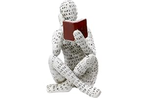 SIMDAO Resin Abstract Thinker, Reading Woman Figurine, Bookworm Sculpture - 2.82.64.3in, Innovative Lady Reading Pulp Molding, Bookshelf Ornament