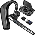 Ultralight Bluetooth Headset with Noise Cancelling Microphone, Business Wireless Headphones with Mic, Auto-Pair USB Dongle for PC/Laptop, Handsfree, Mute & Volume Buttons, for Meet|Skype|Zoom|Teams