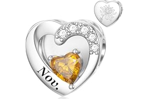 SEVENWELL Birsthtone Charms for Charm Bracelet 925 Sterling Silver Month Flower Birthday Bead Charm