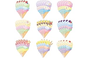 Faccito Set de 45 Pièces Décorations de Fête de Crème Glacée Découpes de Crème Glacée Coupe de Papier d'Anniversaire de Crème Glacée Découpes de Décoration Sundae pour Fête d'Été Mariage Baby Shower