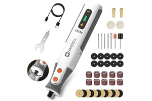 HARDELL Akku Rotationswerkzeug 8V, Multifunktionswerkzeug mit 5 Geschwindigkeiten (28.000 U/min), 42 Zubehörteilen für Abschleifen, Polieren, Gravieren, Bohren & DIY