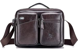 FANDARE Borse a spalla Borsa a Tracolla da Uomo Sacchetto del Messaggero Zaino monospalla da uomo Pelle Borse Messenger Ventiquattrore Borsello per lavoro festa Viaggio Lavoro Borsetta Marrone Scuro