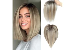 SEA SINGING Haar Topper für Frauen aus Echthumanhaar, Remy-Menschliches Haar mit Dünnheits-Upgrade, Mittelscheitel Clip-In Topper Haar Stück für Frauen für täglichen Gebrauch (2T613#)