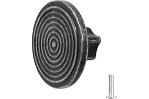 Decoranddecor 40mm Rounded Circle Knob Polished Nickel Black Matt Rose Gold Antique Copper Cream Door Pull Handle Kitchen Cupboard Cabinet Drawer (40mm - One Screw Hole, Pewter/Antique Silver)