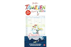 Helme Heine: Familienplaner 2026: Familienkalender mit 5 Spalten. Liebevoll illustrierter Familien-Wandkalender mit Schulferien und Stundenplänen. (Familienplaner Heye)