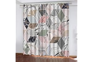 TUANZISHANGMAO Blickdichter Vorhang Kinderzimmer Verdunkelungsvorhang 3D Digitaldruck Geometrisches Viereck Ösenschal 2Er Set 180X280Cm (HxB) Vorhänge Wohnzimmer Schlafzimmer Thermogardine