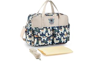 SONARIN Lightweight Large Capacity Baby Nappy Changing Tote Bag,Waterproof Baby Changing Bag Satchel Messenger Bag Travel Diaper Bag with Shoulder Strap & Changing Mat