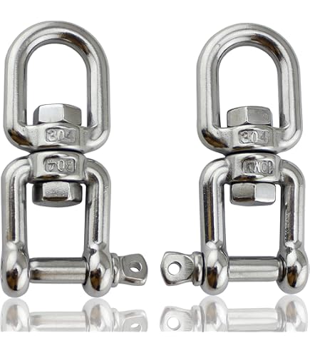 Pivot (émerillon) En Acier Inoxydable AISI 316 - Charge De Rupture 300 Kg - Longueur 57 Mm, Diamètre 5 Mm - Pour Balançoire, Hamac, Etc.