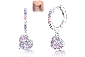 LOLIAS 925 Sterling Silver Huggie Orecchini a cerchio con cuore farfalla Star Colorful Cubic Zirconia Piccolo ciondola goccia orecchini a cerchio gioielli per le donne Ragazze