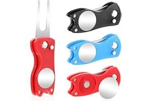 LLOUSSAK 3 Stück Golf Divot Reparatur Werkzeug, Zusammenklappbare Pitchgabel Golf Edelstahl Pitchgabel Golf Kappbar Golf Reparatur Pitchgabel Tragbar für Golf Clubs Outdoor Sport,Golf Reparatur Zubehör