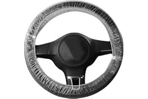 ECOTICFATE 100 housses volant jetables en plastique blanc transparent pour voiture Protection volant universelle en plastique anti-poussière