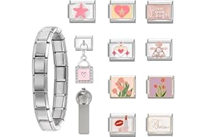 Greenyre Italian Charm Armband,Italien Charms bracelet 9 mm Titanium Steel,DIY abnehmbare Module für italienische Armbänder，Italienisches Charm Armband Zubehör Mädchen Junge Geschenk