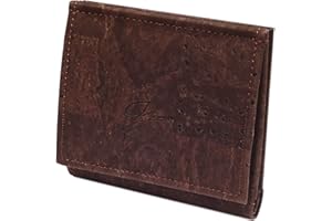 Simaru Portfel z korka z ochroną RFID, wegański portfel dla kobiet i mężczyzn, uniseks, mini portfel na 6+ kart, banknoty i monety, brązowy, Slim, Minimalistyczny